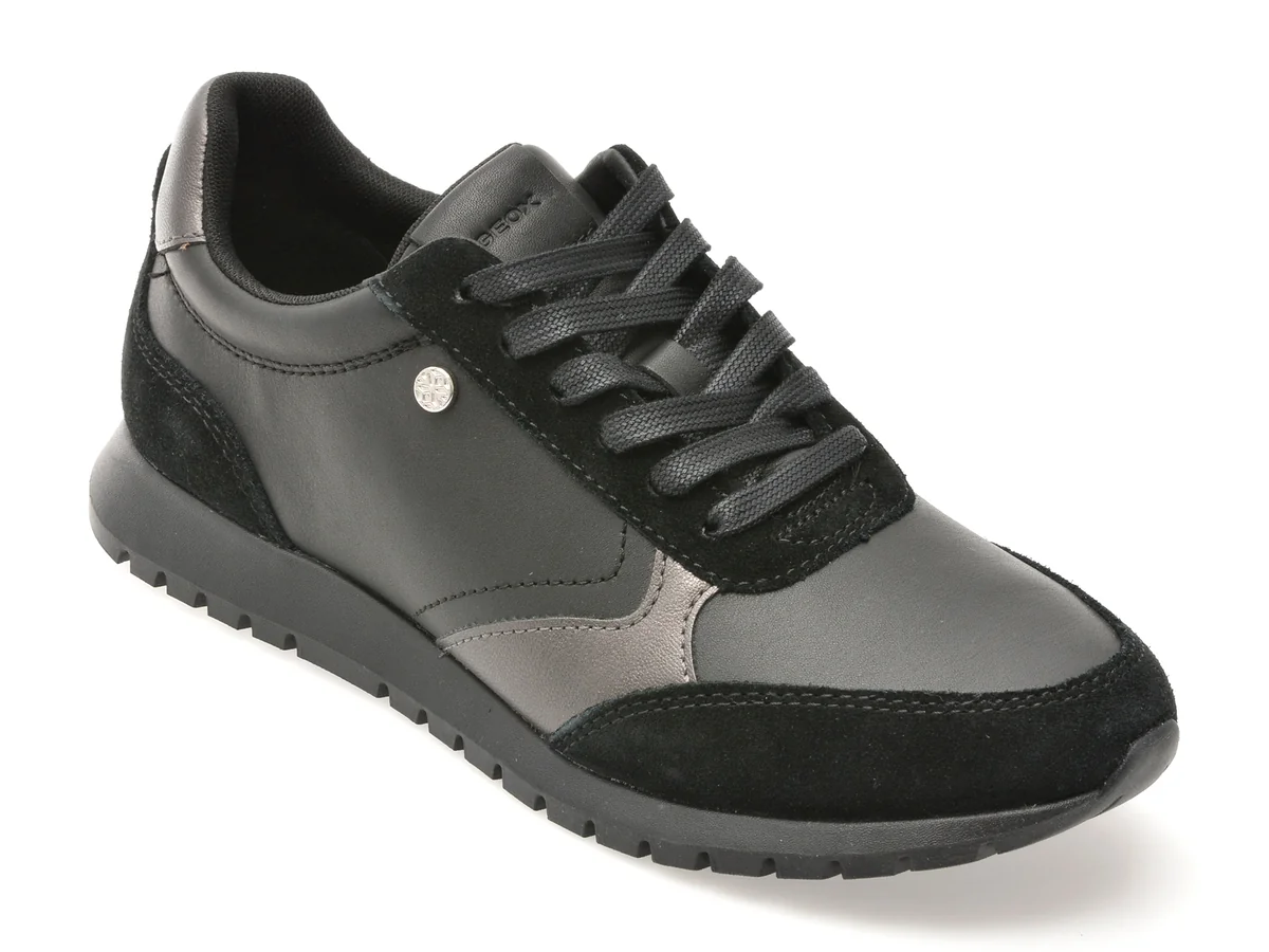 Pantofi Sport Geox Negri, D55YPC, Din Piele Naturală
