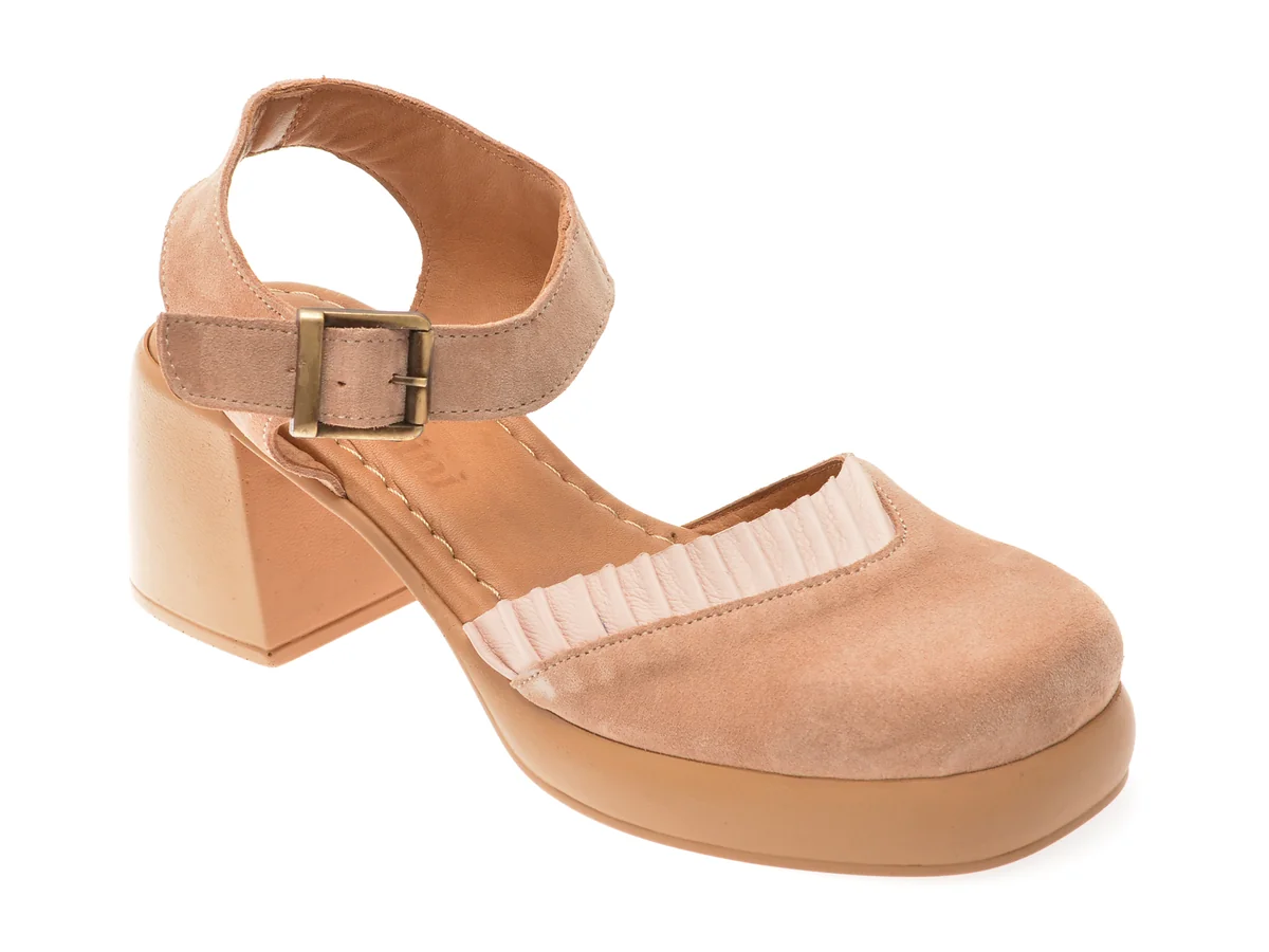 Pantofi Gryxx Nude, 4245, Din Piele Întoarsă