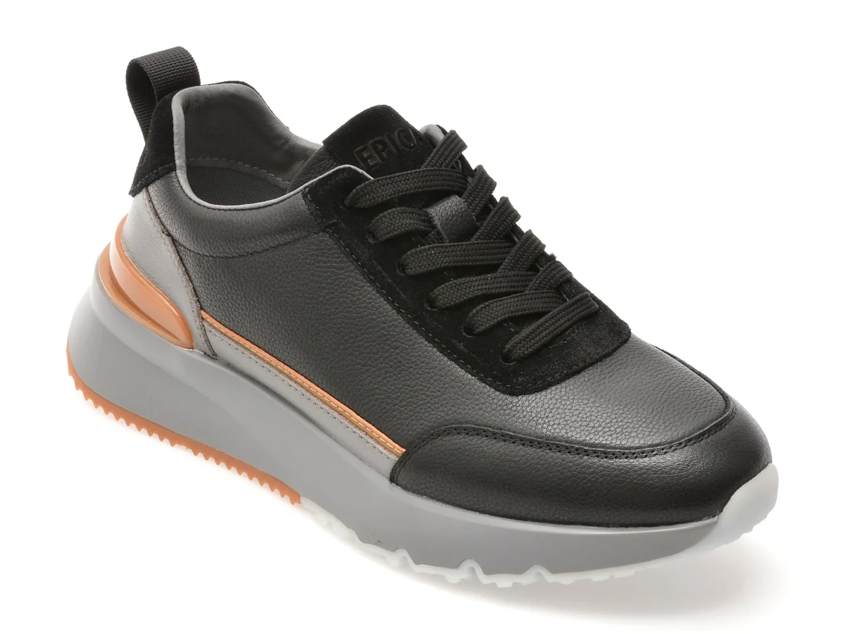 Pantofi Sport Epica Negri, LN14, Din Piele Naturală