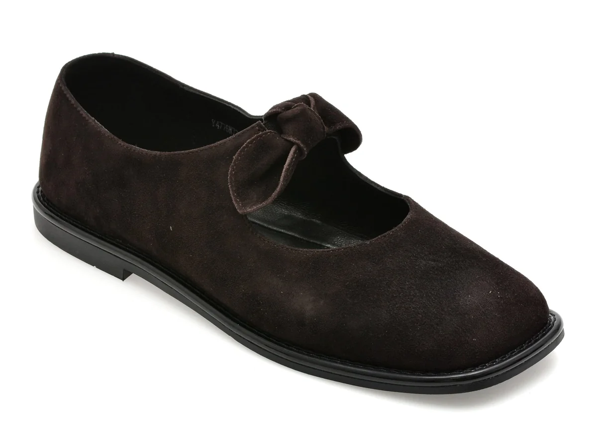 Pantofi Epica Maro, N731, Din Piele Intoarsa