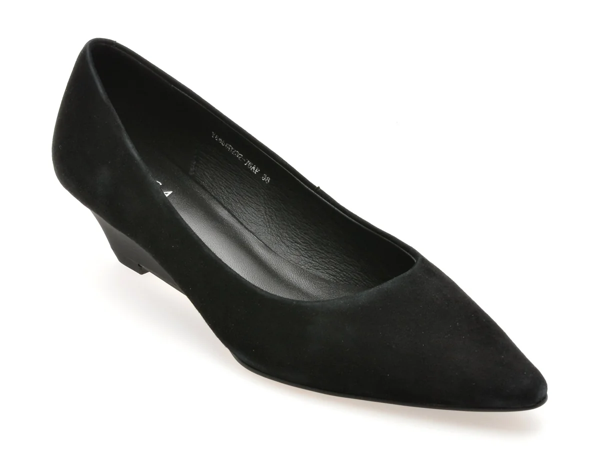 Pantofi Eleganți Epica Negri, B232, Din Piele Întoarsă