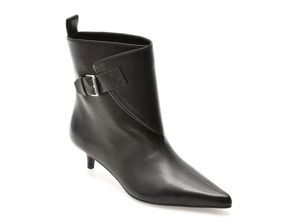 Botine Elegante Epica Premium Negre H377R2, Din Piele Naturala