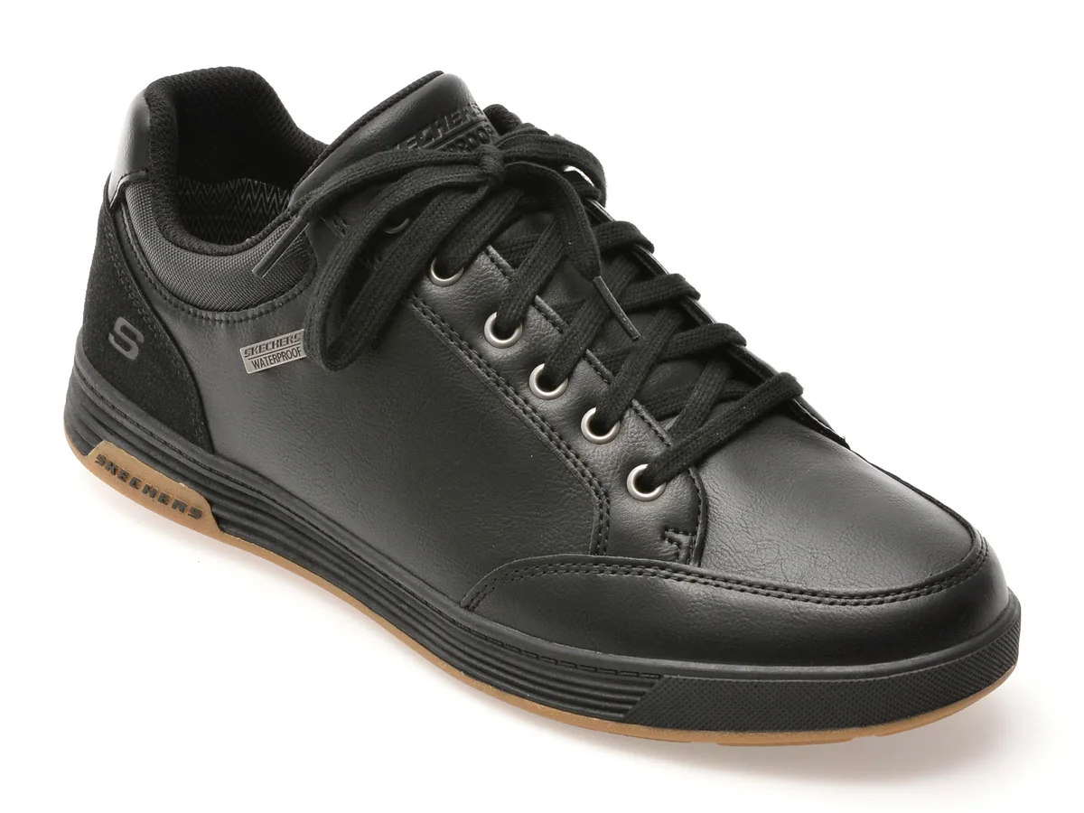 Pantofi Sport Skechers Negri, Cavell, Din Piele Ecologică