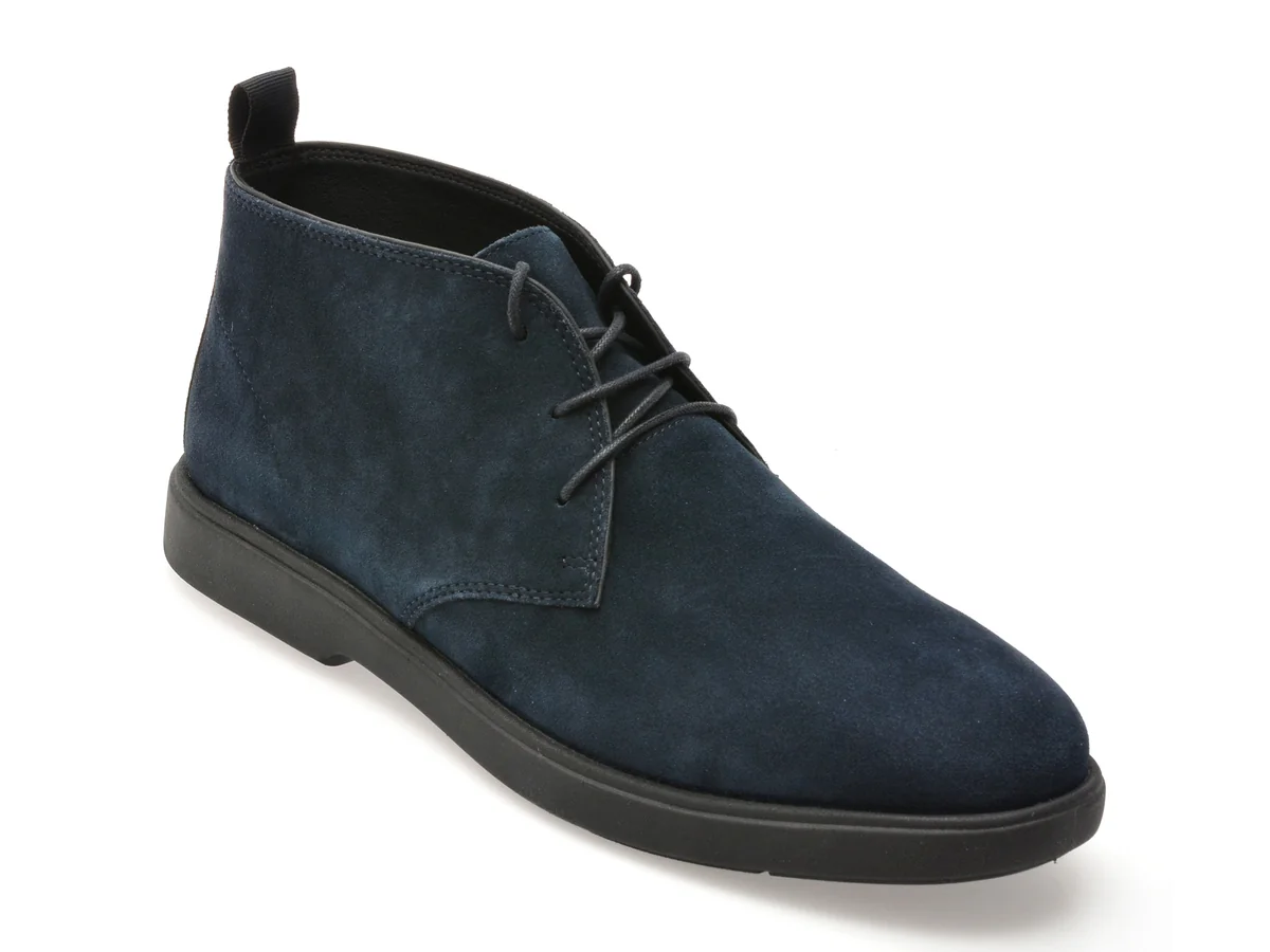 Ghete Geox Bleumarin, U56LAD, Din Piele Întoarsă