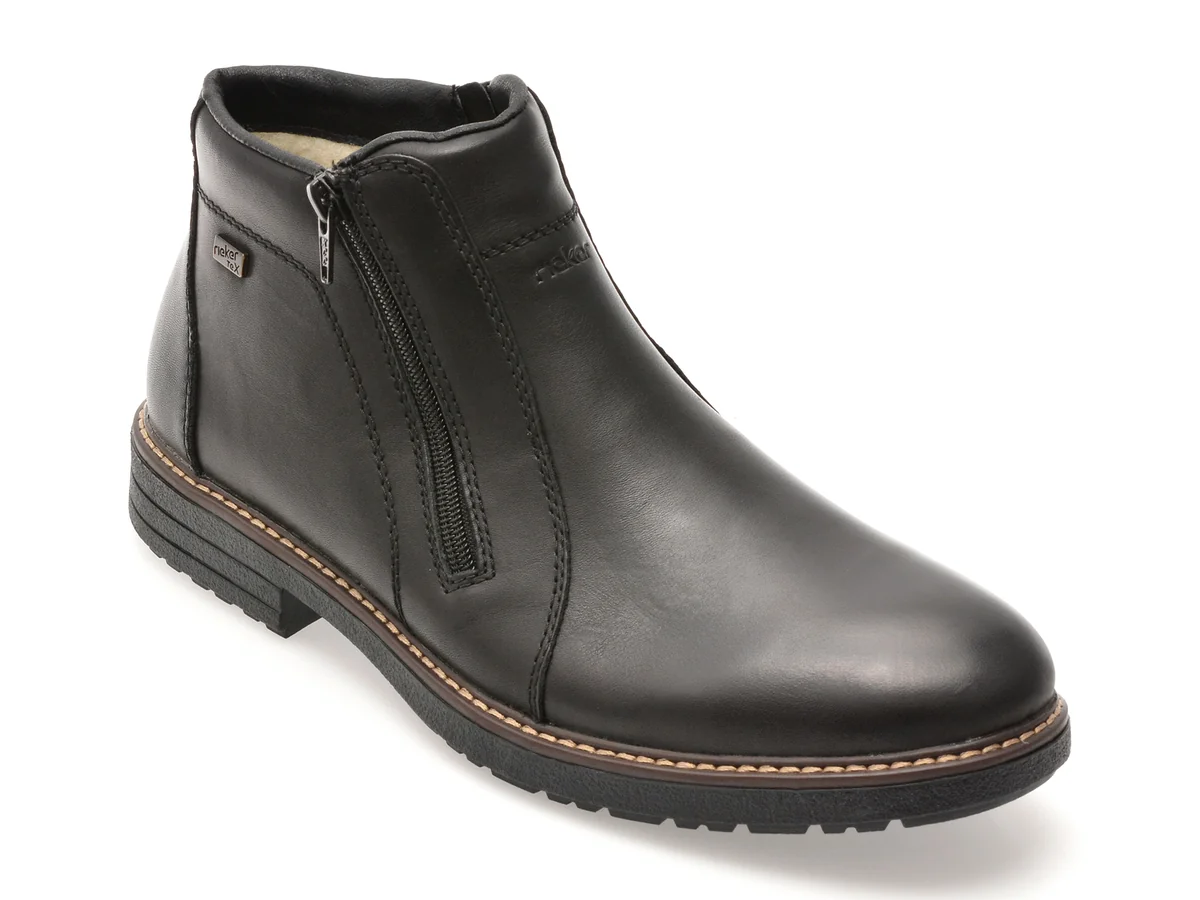 Ghete Rieker Negre, 33160, Din Piele Naturala