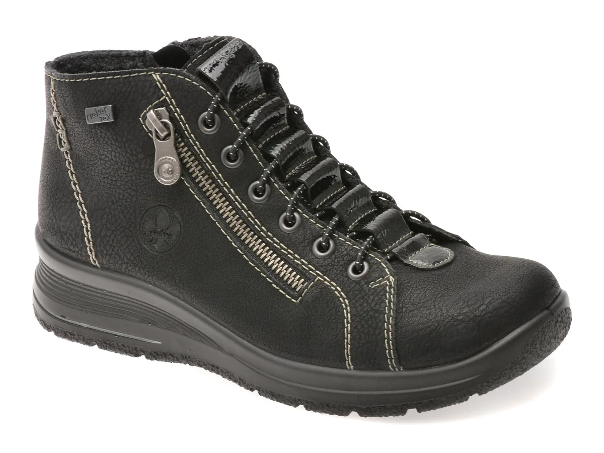 Ghete Rieker Negre, L7751, Din Piele Ecologica