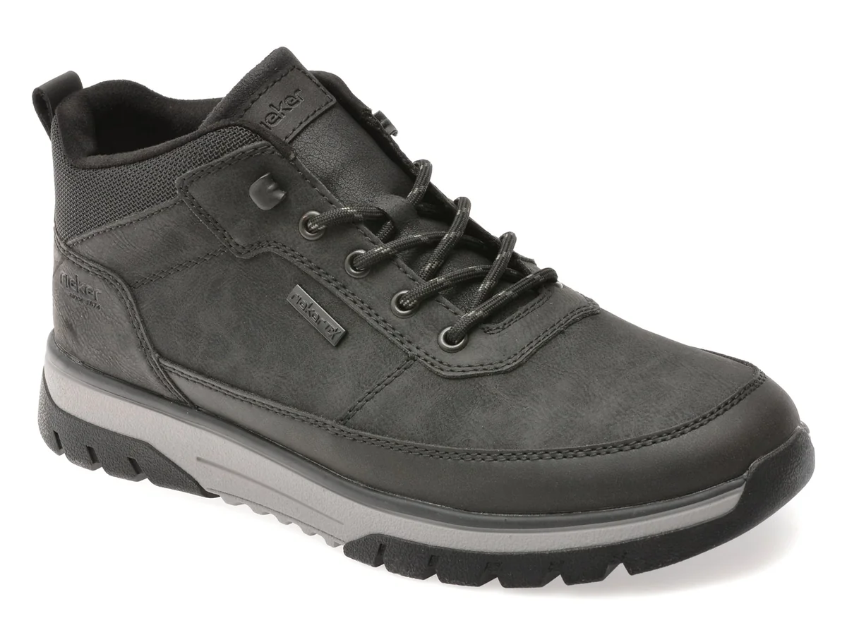 Ghete Rieker Negre B9300 Din Piele Ecologică
