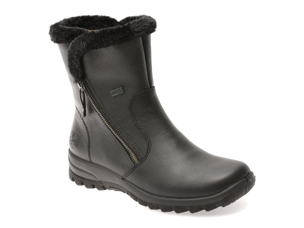 Ghete Rieker Negre, Z7181, Din Piele Naturala