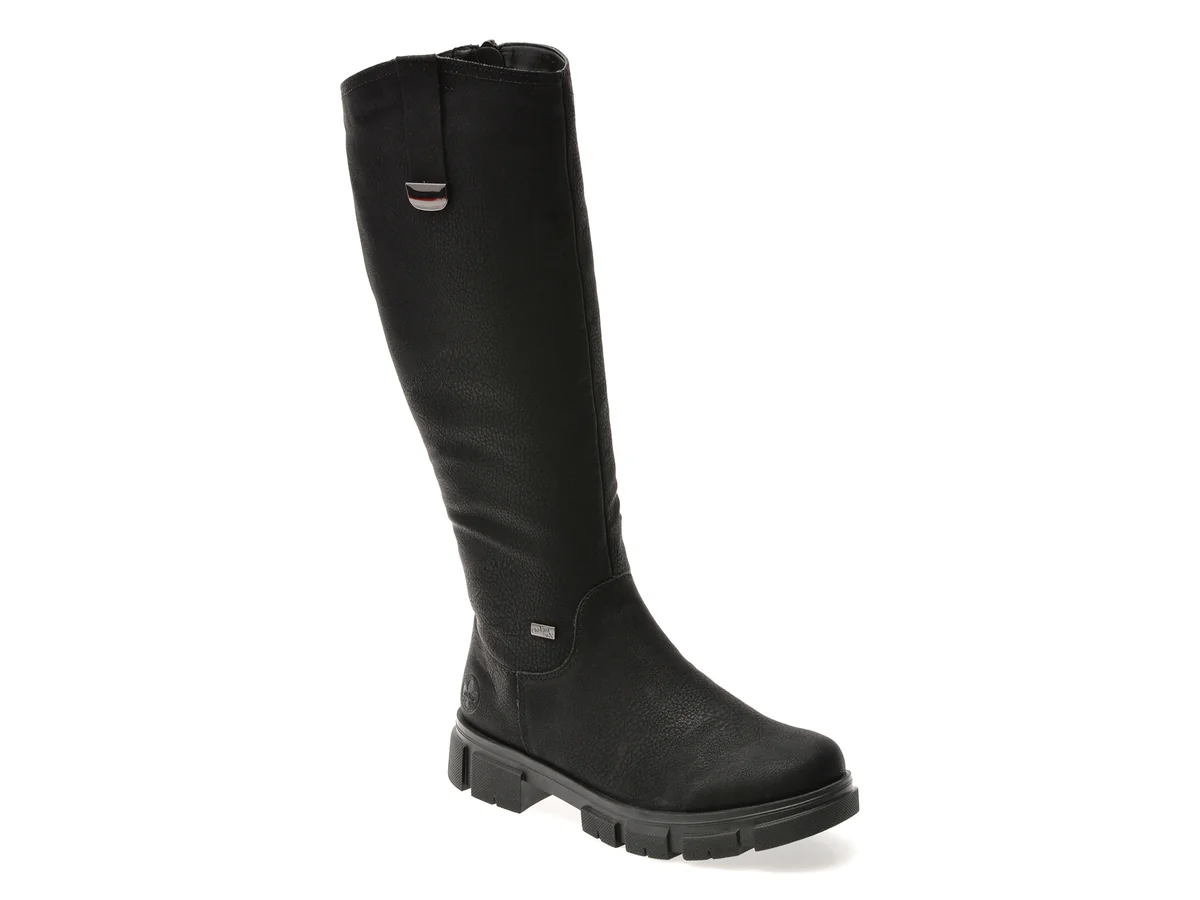 Cizme Rieker Negre, Y7190, Din Piele Ecologică