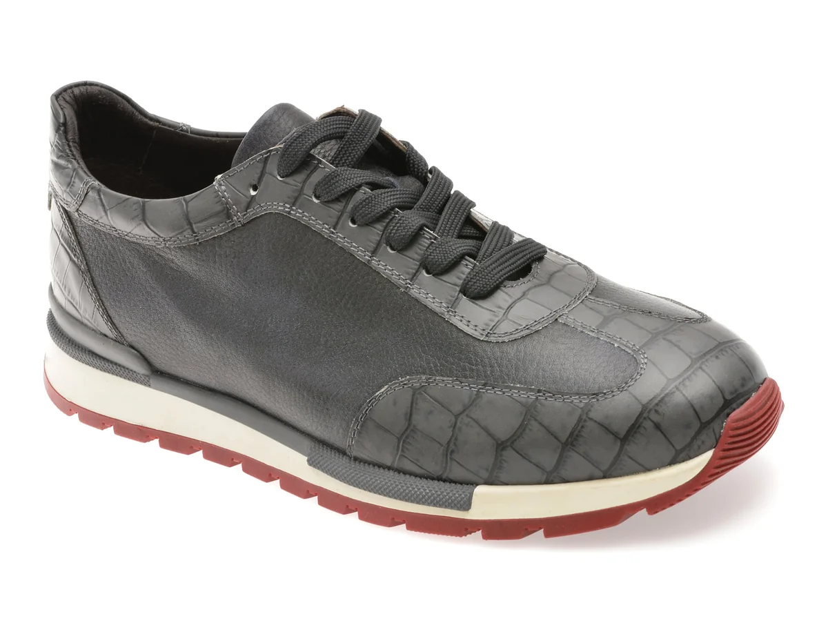 Pantofi Sport Bite The Bullet Gri, 9111L, Din Piele Naturală