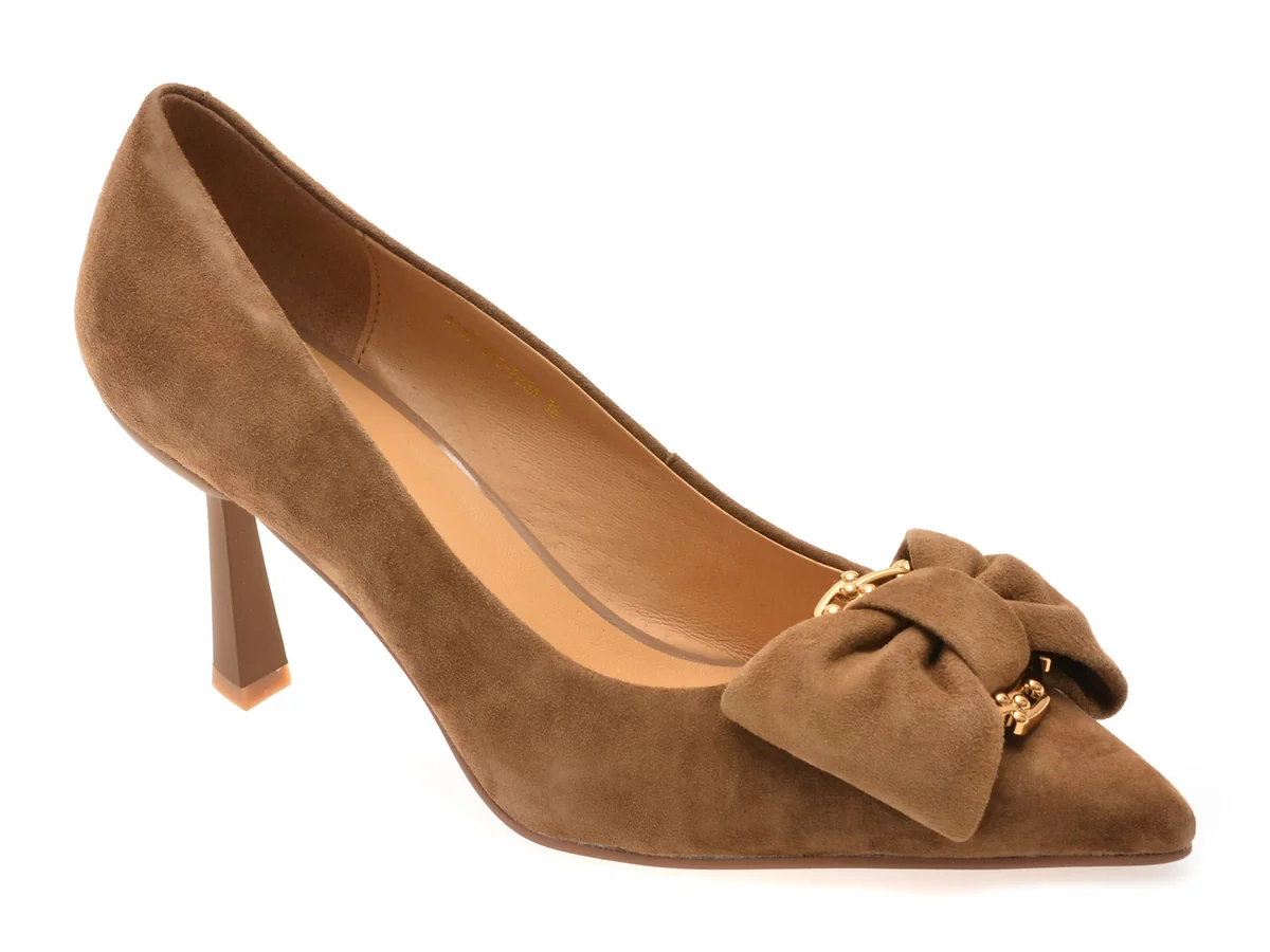 Pantofi Eleganți Epica Maro, 5137, Din Piele Întoarsă