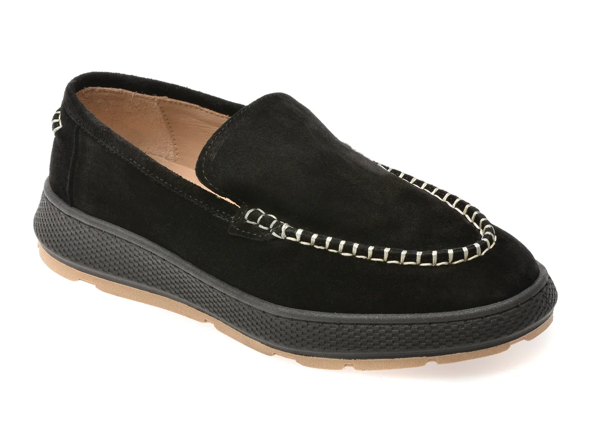 Mocasini Image Negri, 4221723, Din Piele Întoarsă