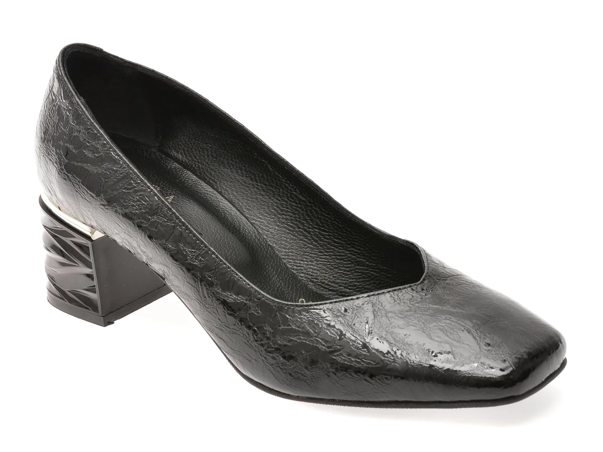Pantofi Eleganți Epica Negri, 3510074, Din Piele Naturală Lăcuită