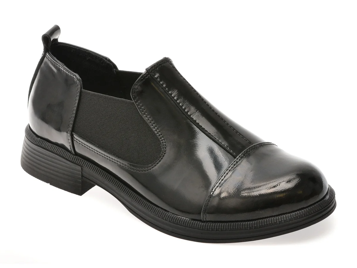 Pantofi Epica Negri, 146A266, Din Piele Naturală Lăcuită