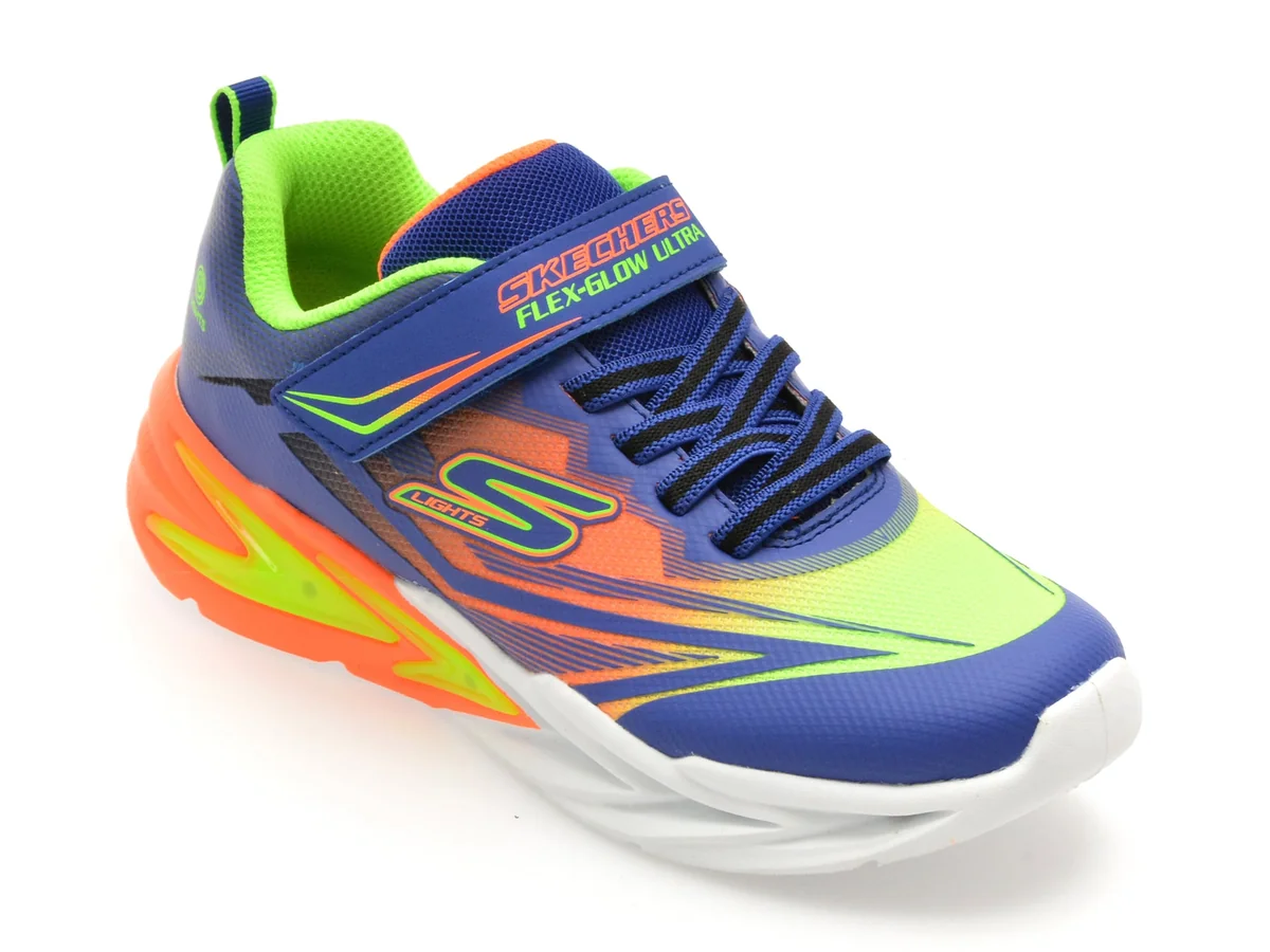 Pantofi Skechers Albastri, Flex-Glow Ultra, Din Material Textil