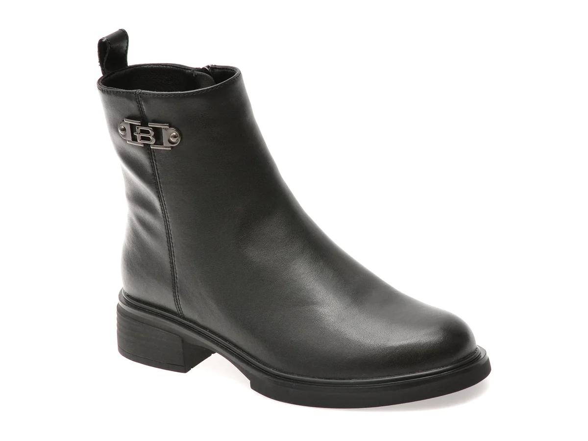 Ghete Flavia Passini Negre, DX01331, Din Piele Naturala
