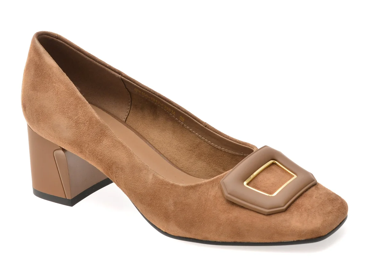 Pantofi Eleganți Epica Maro, 4F5156, Din Piele Întoarsă