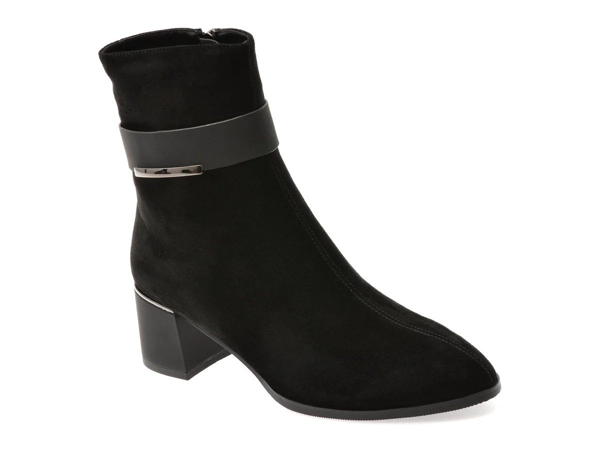 Botine Epica Negre, JM691, Din Piele Întoarsă