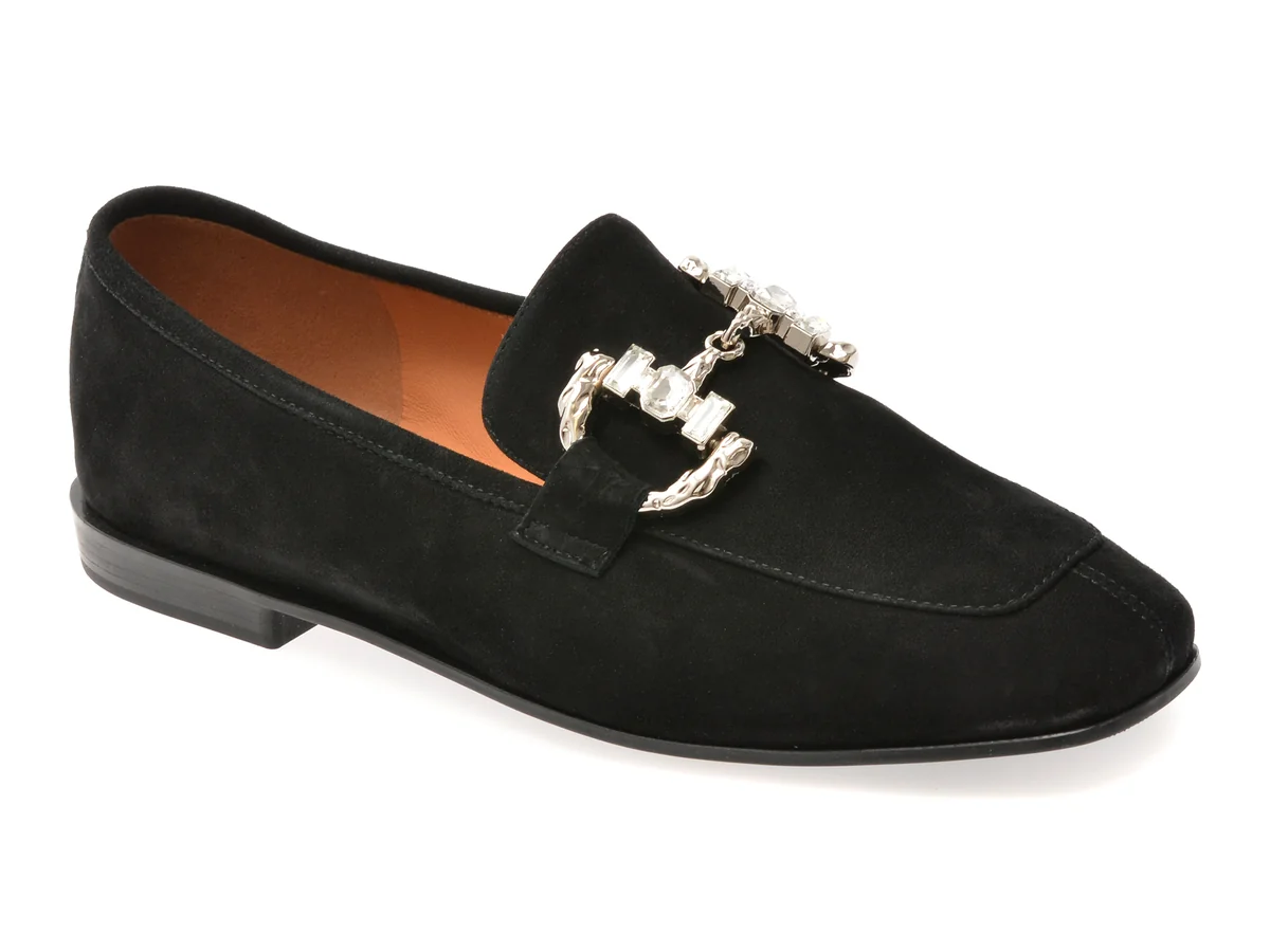 Mocasini Epica Negri, E30571A, Din Piele Întoarsă