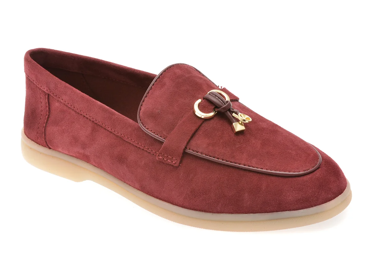 Mocasini Aldo Roșii, Creeras-In 640, Din Piele Întoarsă