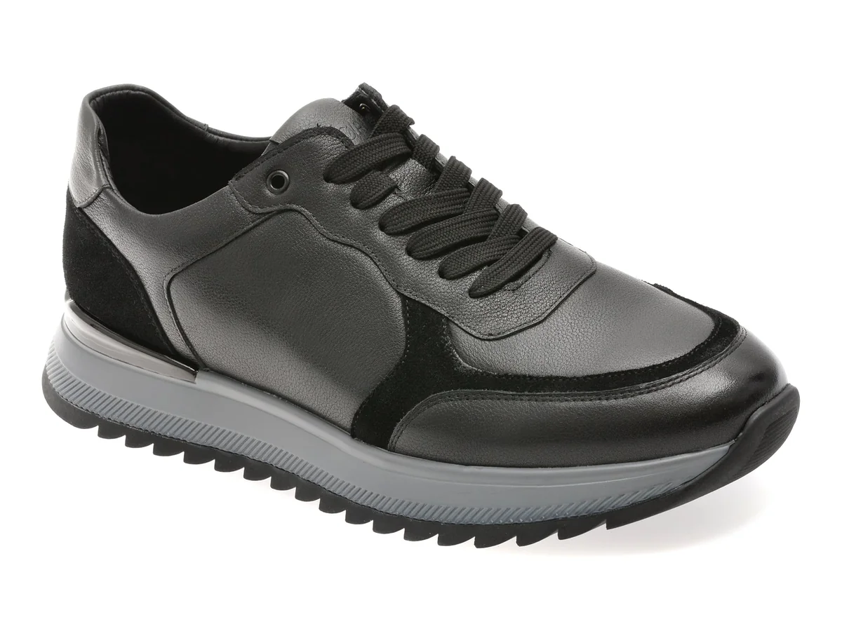 Pantofi Sport Epica Negri, M347, Din Piele Naturala