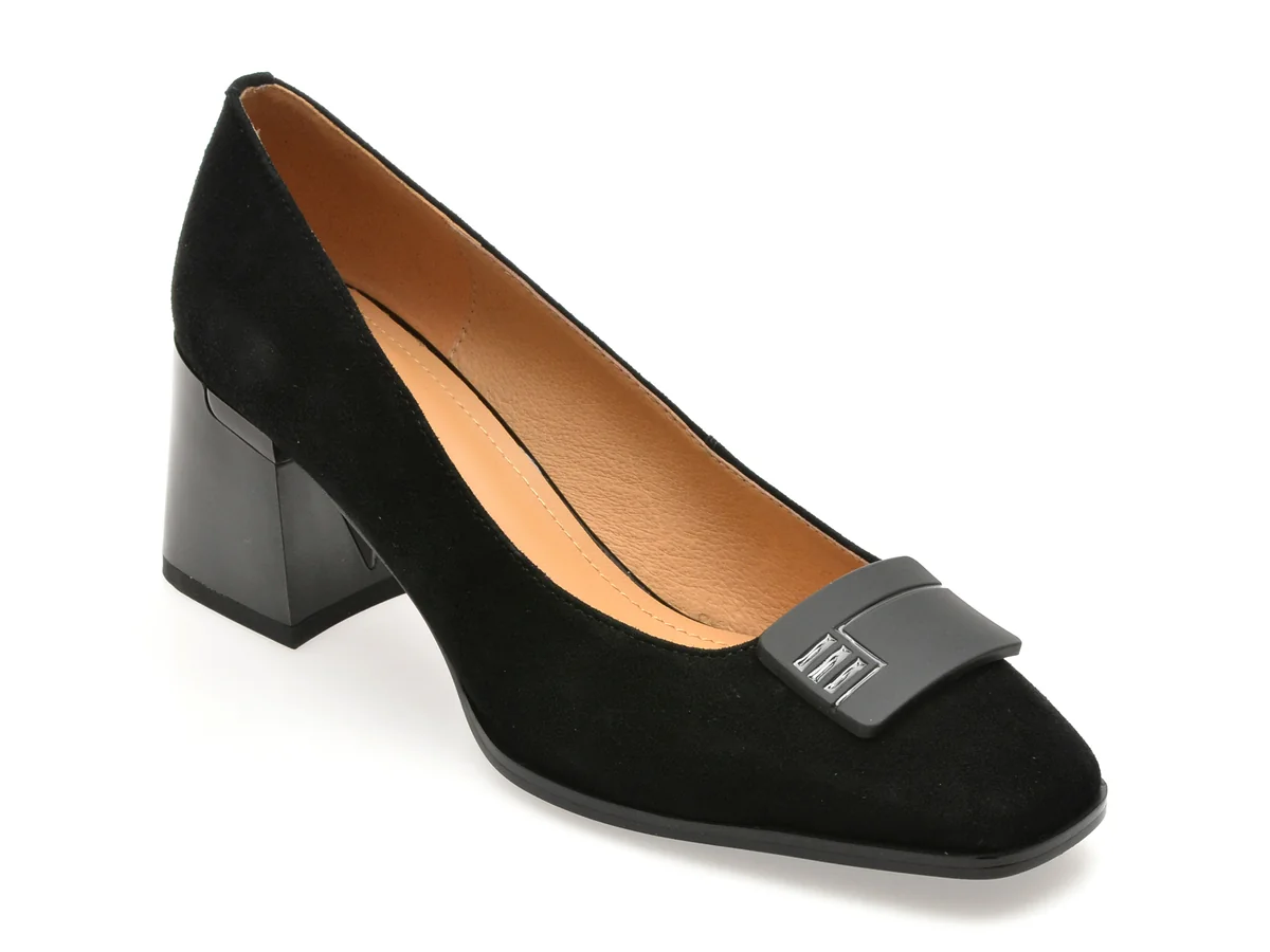 Pantofi Eleganți Epica Negri, 4L109, Din Piele Întoarsă