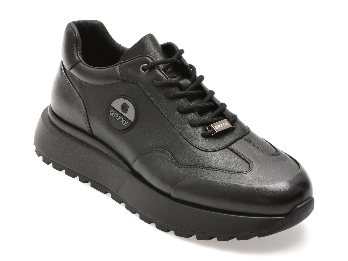 Pantofi Sport Gryxx Negri, 58211, Din Piele Naturala