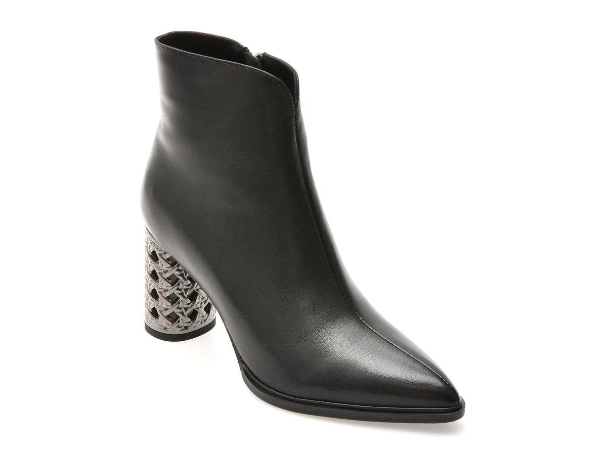 Botine Flavia Passini Negre, A44B, Din Piele Naturala