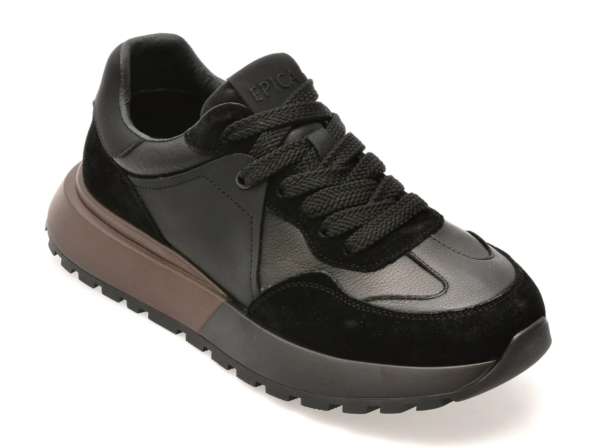 Pantofi Sport Epica Negri, LN41, Din Piele Naturală
