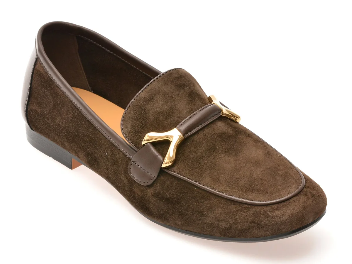 Mocasini Epica Maro, G45676, Din Piele Întoarsă