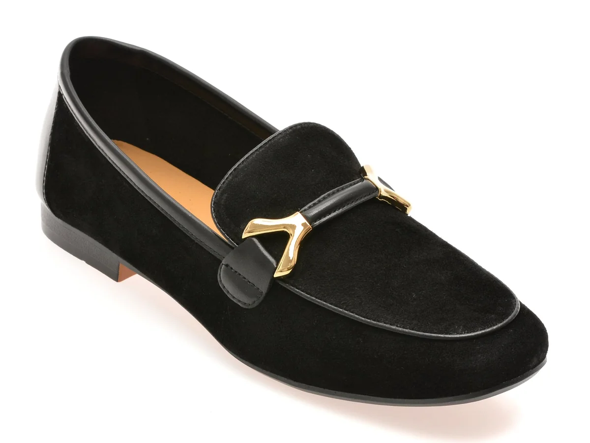 Mocasini Epica Negri, G45676, Din Piele Intoarsa