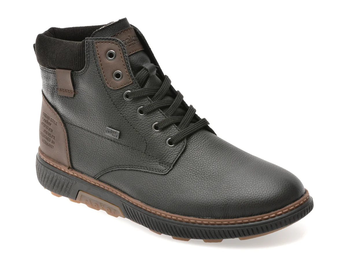 Ghete Rieker Negre, B3343, Din Piele Naturala