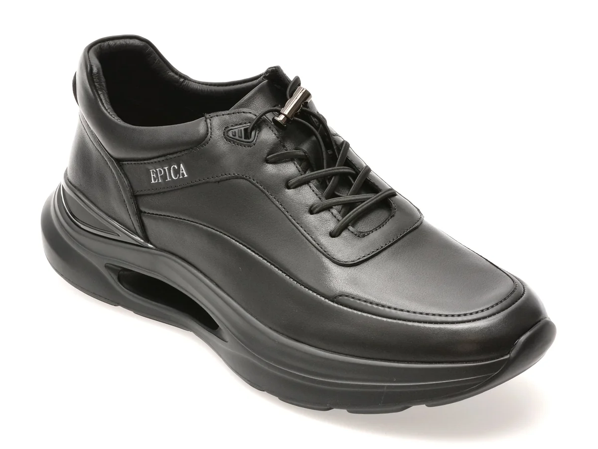 Pantofi Sport Epica Negri, OB723, Din Piele Naturală