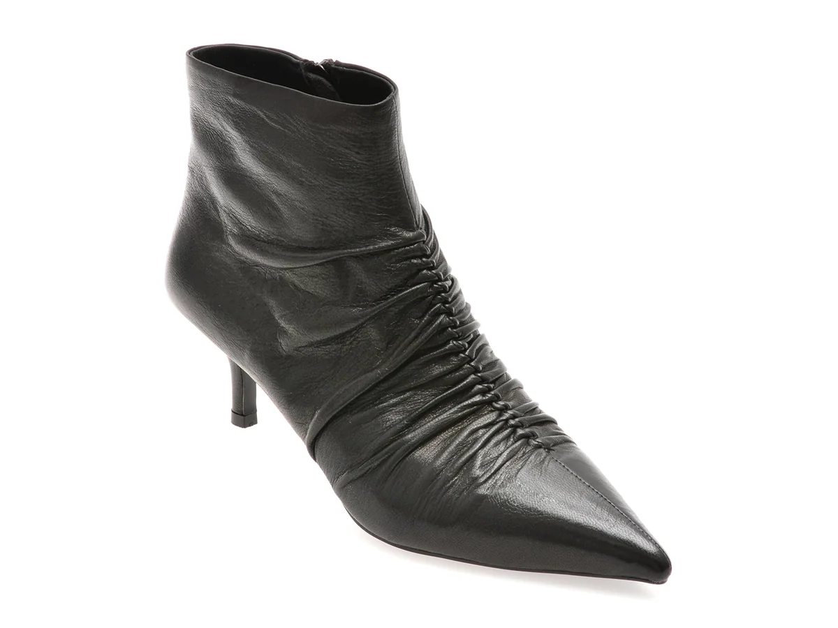Botine Elegante Epica Negre, K200, Din Piele Naturala