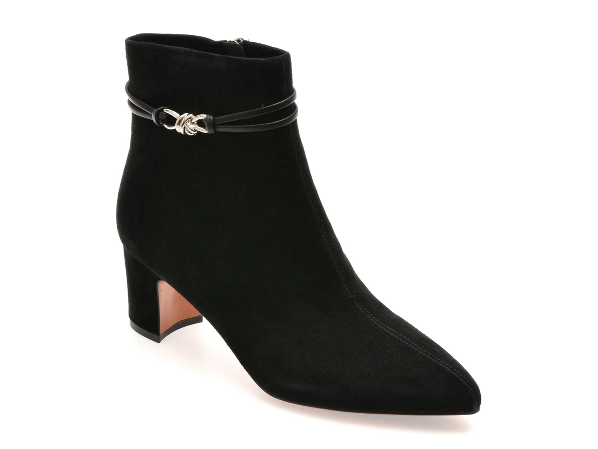 Botine Epica Negre, 33M2523, Din Piele Întoarsă