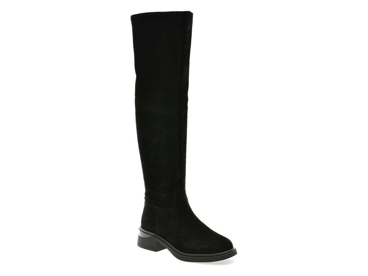 Cizme Epica Negre Hk161 Din Piele Întoarsă