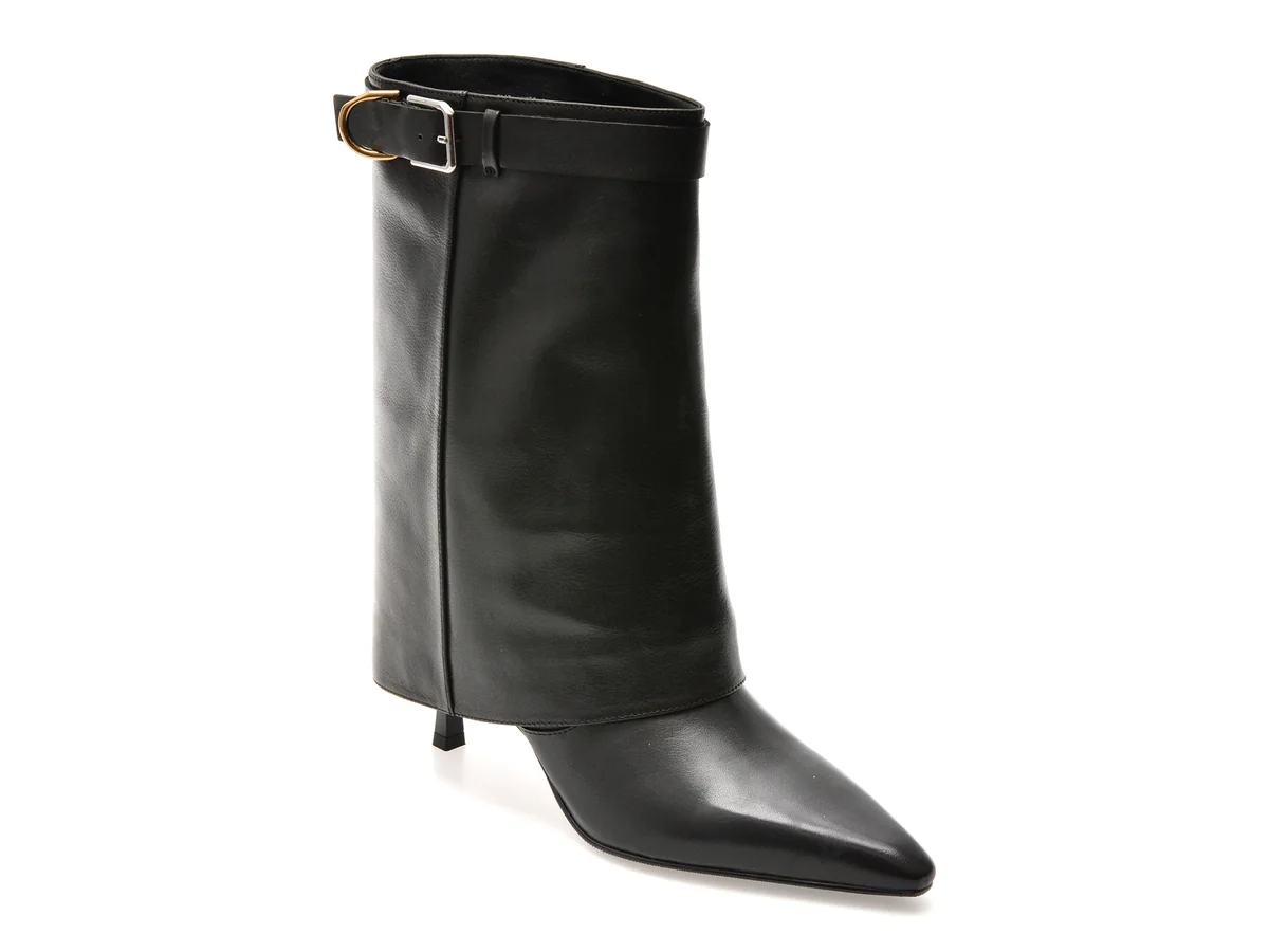 Botine Elegante Epica Premium Negre 00687TB, Din Piele Naturală