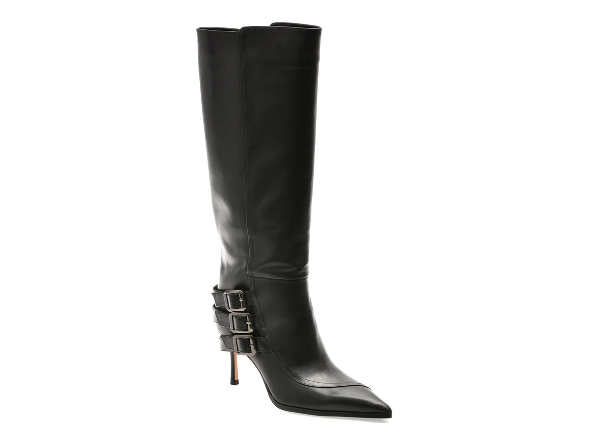 Cizme Elegante Epica Premium Negre, 55040, Din Piele Naturală