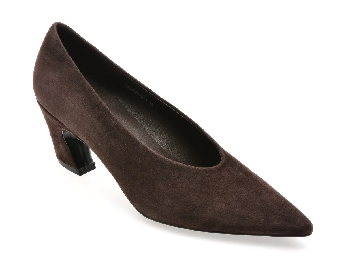 Pantofi Eleganti Epica Premium Maro, X2626, Din Piele Întoarsă