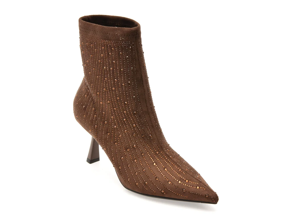 Botine Elegante Epica Maro, 26V670, Din Material Textil