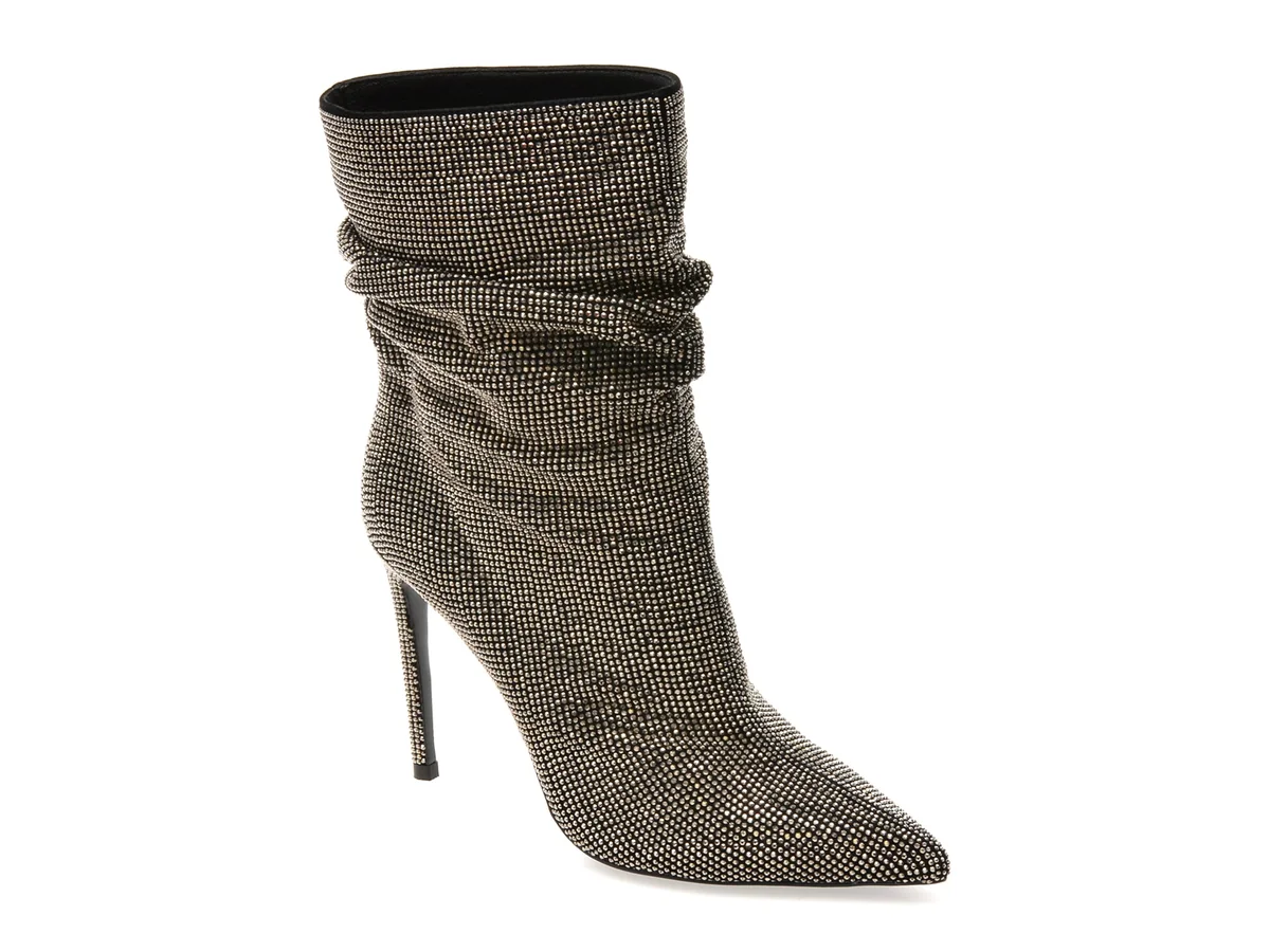 Botine Elegante Epica Premium Argintii, 62R, Din Piele Naturala