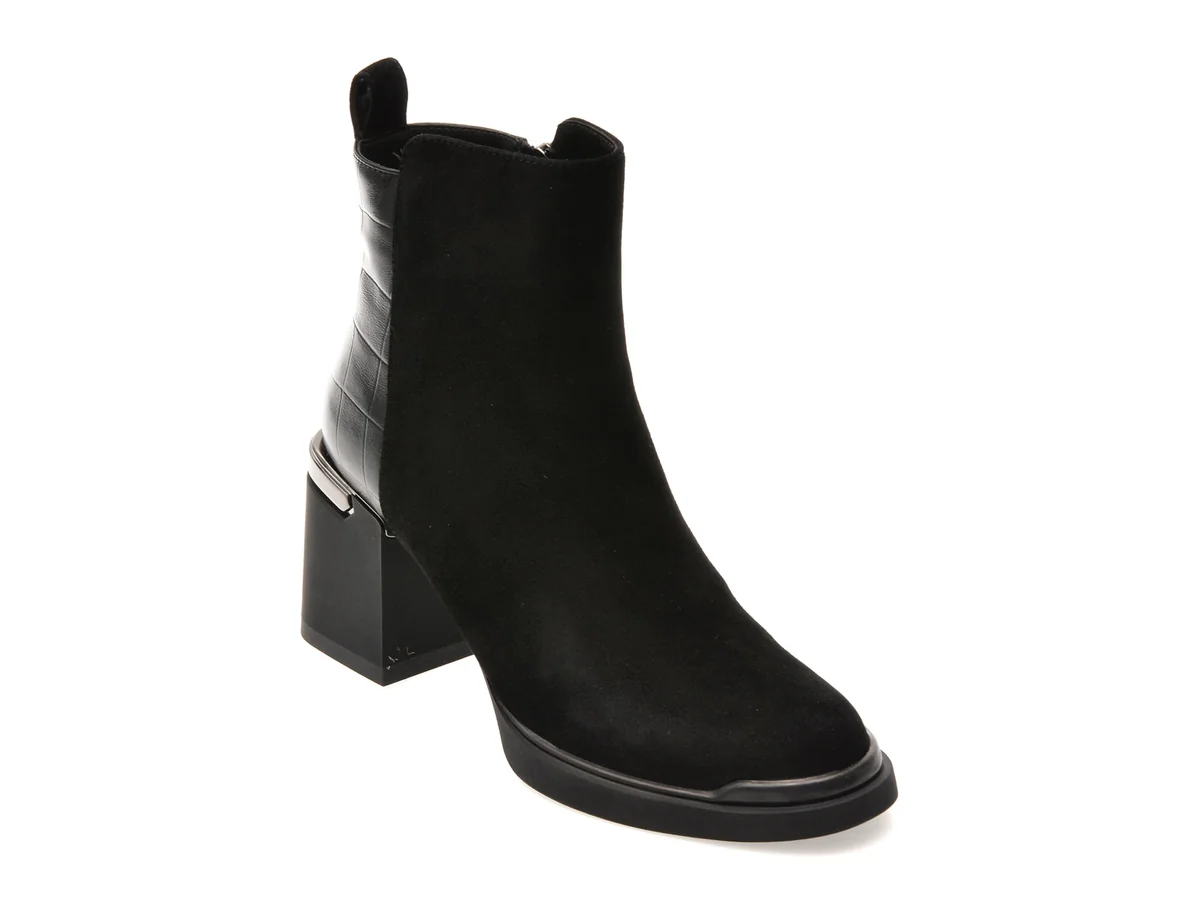 Botine Epica Negre, 2177, Din Piele Întoarsă