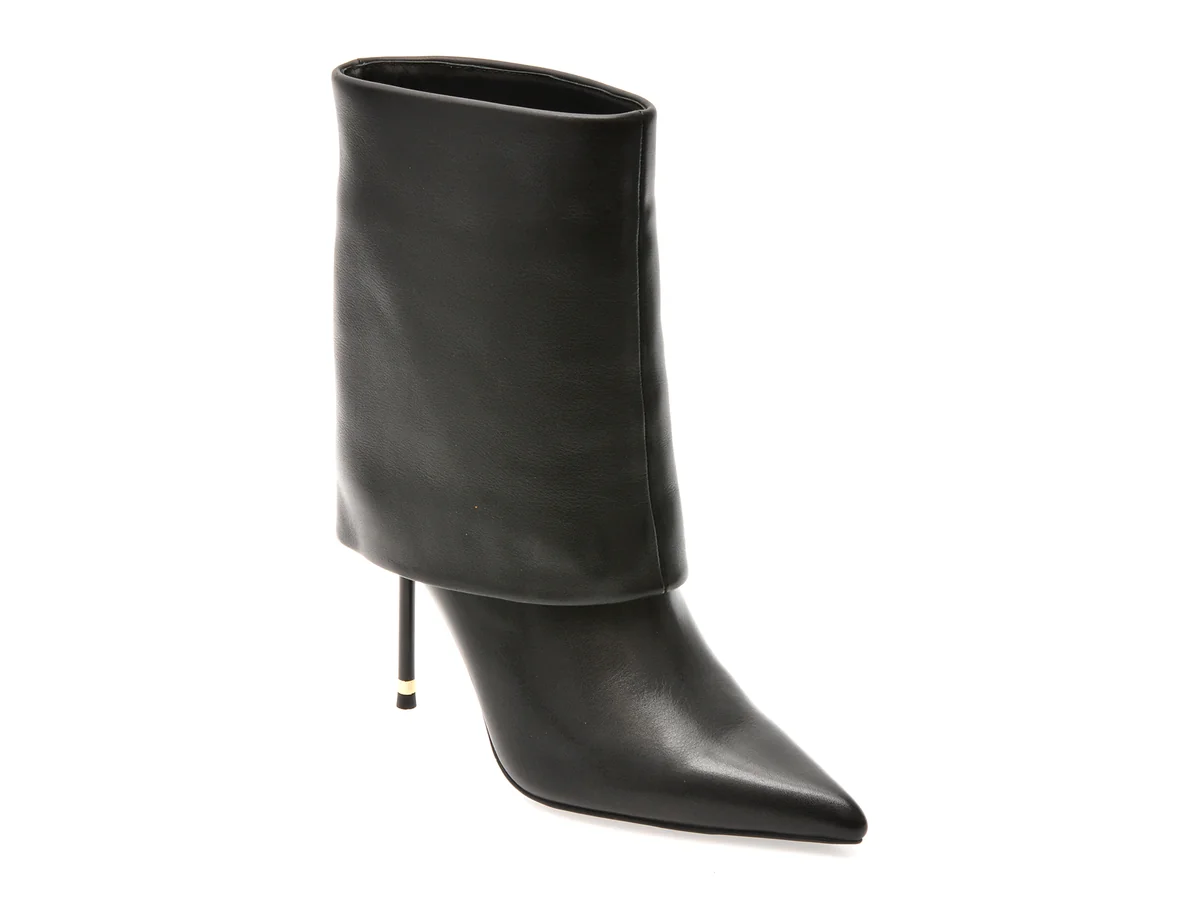 Botine Elegante Epica Premium Negre, 2478H, Din Piele Naturala