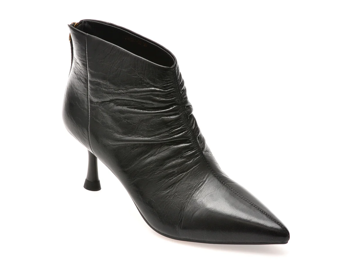 Botine Elegante Epica Negre, 33M2201, Din Piele Naturala