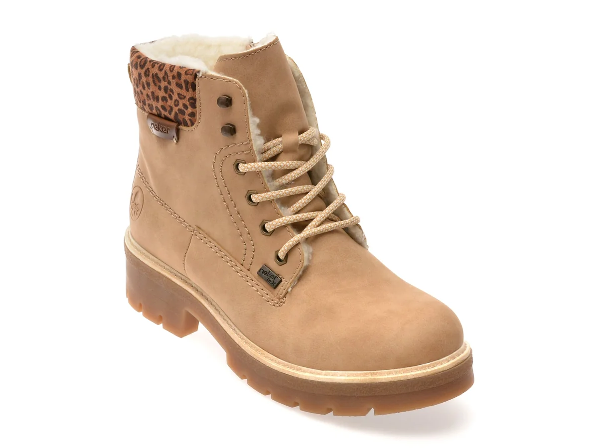 Bocanci Rieker Bej, Y8118, Din Piele Ecologica