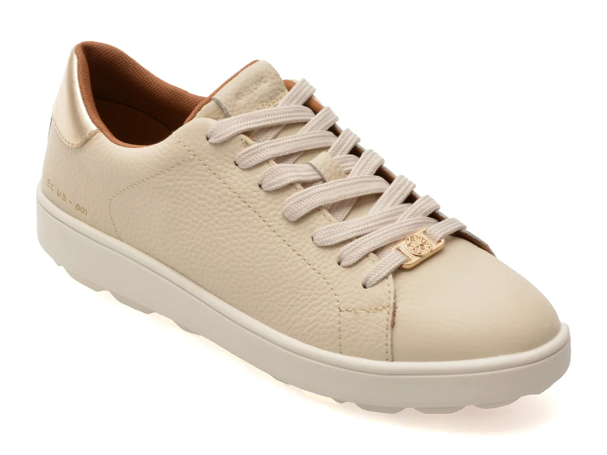 Pantofi Sport Geox Bej, D55WEB, Din Piele Naturala