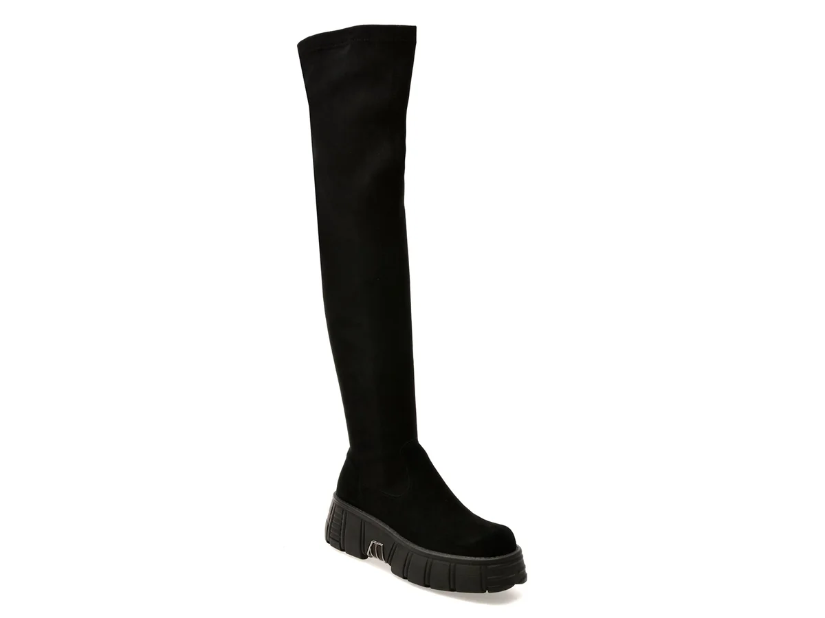 Cizme Gryxx Negre D326 Din Material Textil Și Piele Naturală