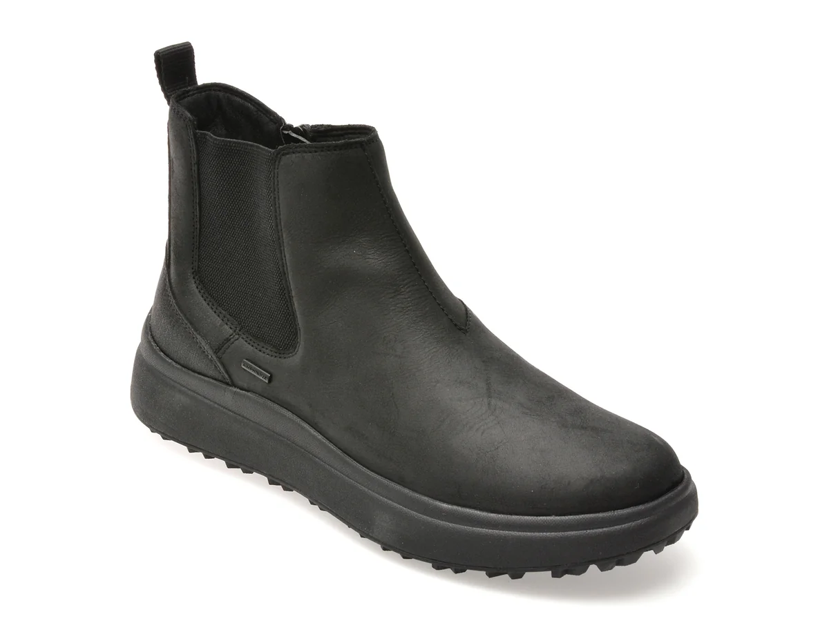 Ghete Geox Negre, U56FZB, Din Piele Naturala