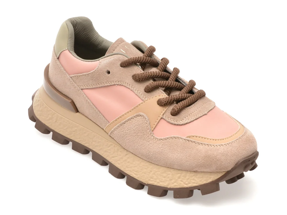 Pantofi Sport Epica Roz, 2080, Din Material Textil Și Piele Naturală