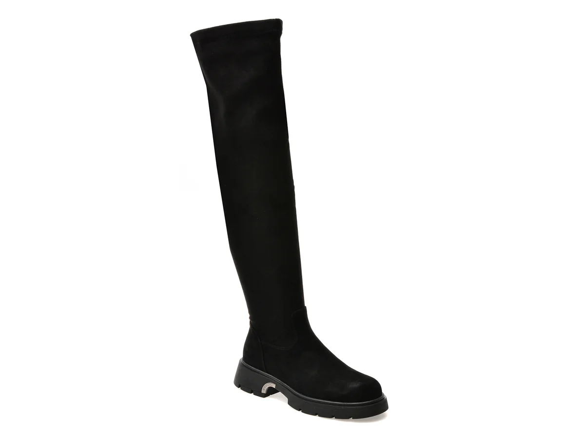 Cizme Gryxx Negre, 4642, Din Material Textil Și Piele Naturală